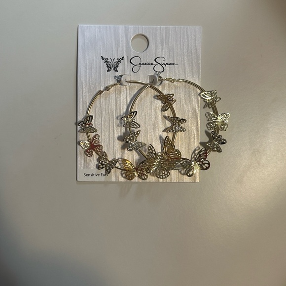 LIMITED EDITION Jessica Simpson Oversized Butterfly Hoop Earrings - Picture 1 of 3